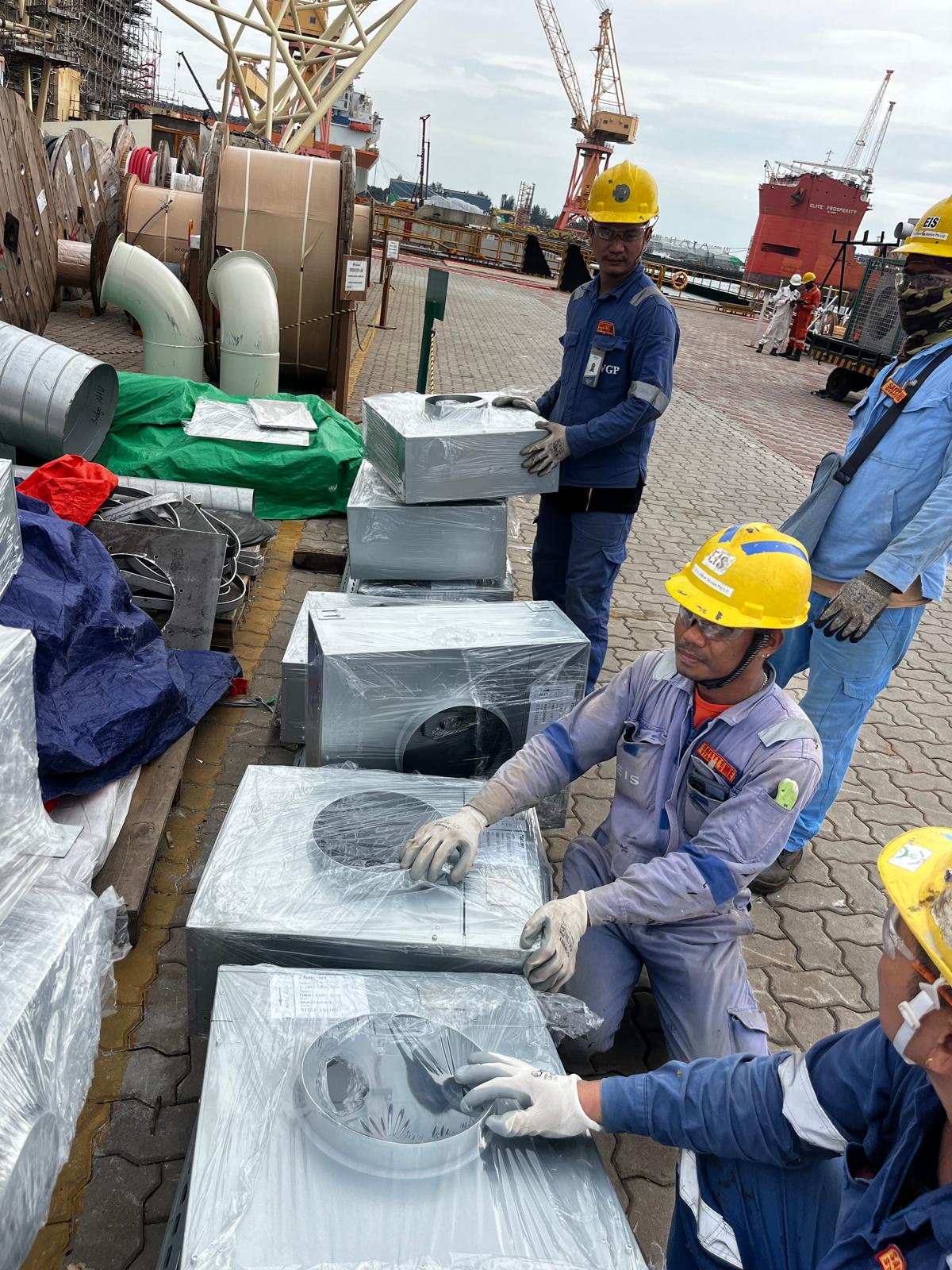 Marine HVAC equipment installation